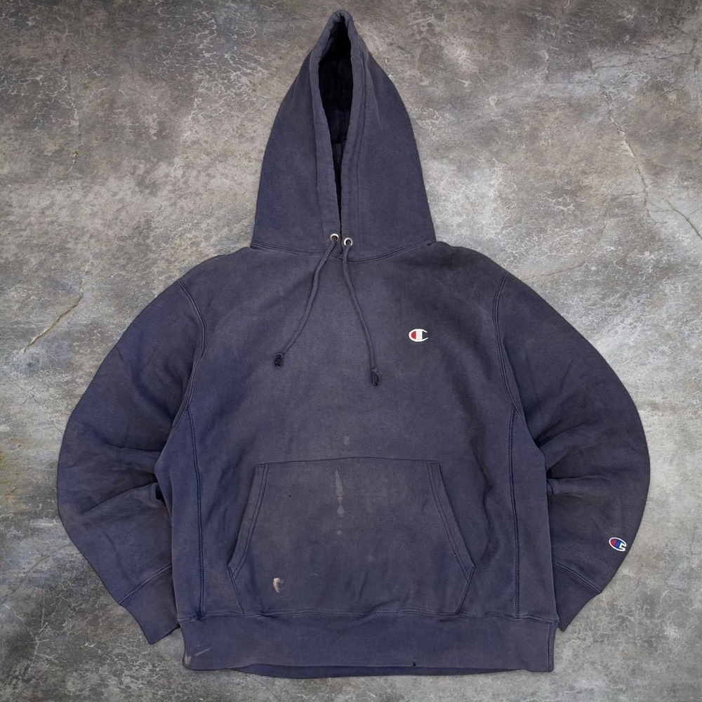 Vintage Champion Reverse Weave Heavily Distressed Hoodie Mens Size XL Grunge Y2K